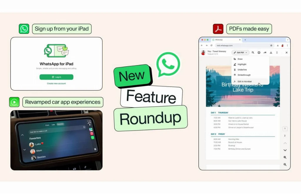 WhatsApp отримав одразу чотири корисні оновлення: месенджер став зручнішим на iPad, в автомобілі та під час роботи з PDF